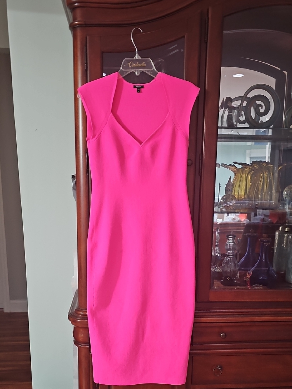 Express Bodycon Sleeveless Hot Pink Midi Sheath Dress Size Medium New